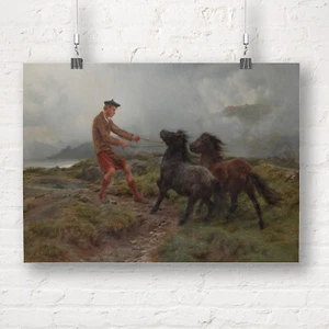 Rosa Bonheur: A Ghillie and Two Shetland Ponies. Fine Art Print/Poster - Picture 1 of 1