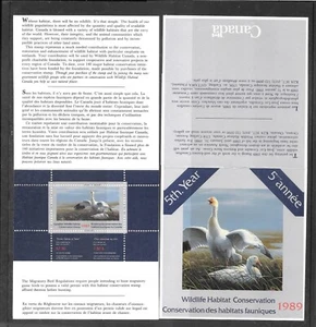 Canada 1989 Wildlife Habitat Conservation stamp in folder - Picture 1 of 1