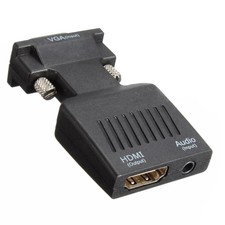 1080P VGA Male to HDMI Female Adapter Converter with USB Audio Cable ED