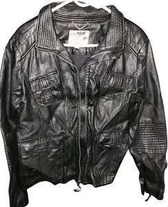 Lucky Brand Faux Leather Black Jacket Size XL Extra Large - Picture 1 of 14