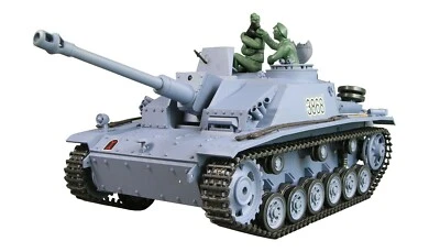 RC Panzer Sturmgeschütz III 1:16 V7.0 Metallgetriebe u Kettenspanner IR + BB - Bild 1 von 4