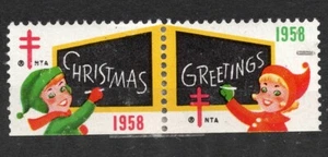 Auguri di Natale NTA USA 1958, leggermente incernierati - Foto 1 di 2