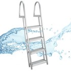 RecPro 4 Step Pontoon Dock Ladder Heavy Duty Aluminum Removable Boarding Ladder