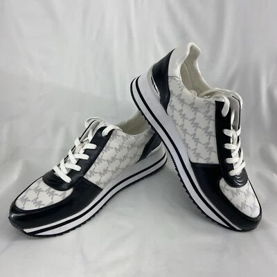 Michael Kors Monique Entrenador Tejido Tenis para Correr Negro/Blanco Óptico Talla 10M Foto 1 de 4