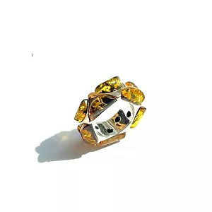 Ciondolo fresco colorato argento sterling 925 massiccio puro verde ambra baltica bellissimo - Foto 1 di 3