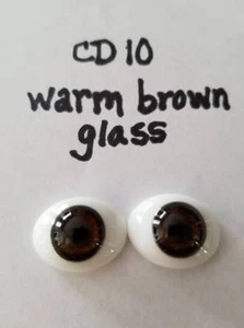 Pabol 20MM pabol Glass Eyes CD10 Warm Brown Oval Flatback for reborns - Picture 1 of 1