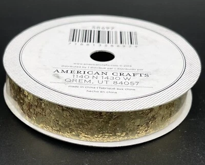 American Crafts Ribbon Large Glitter Solid GOLD 5/8in x 3yds - Image 1 of 4