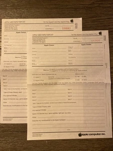 Apple User Input Report Form for Apple II+ Systems Original 2 Forms - Picture 1 of 2