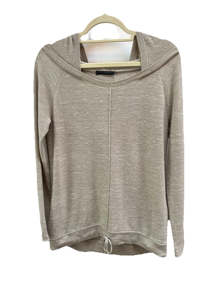 Donna Karan NY Etiqueta Negra Talla S Beige Cachemira Seda Lino Relajado Sudadera con Capucha Suéter Foto 1 de 4