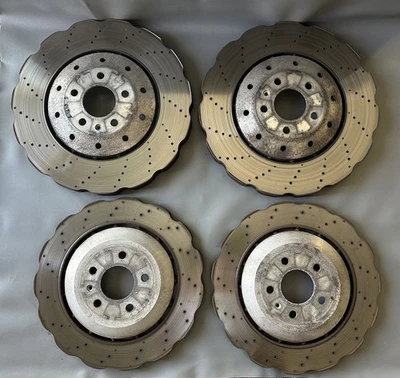 2014-2018 USED genuine Audi RS7 Front & Rear Drilled Brake Rotors Set all four  - Image 1 of 4