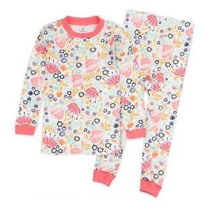 Two Piece Girls Pajama Set With Floral Pattern SZ 5T Long Sleeve Soft And Light - Picture 1 of 10