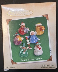 Hallmark Andenken Zuckerpflaume Feen 2002 Set 6 Miniatur ORNAMENTE Neu in Verpackung - Bild 1 von 6