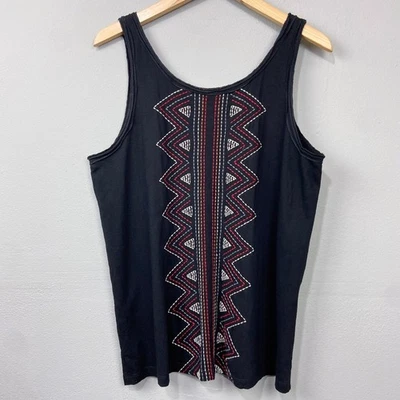 Camiseta sin mangas Sundance Boho talla L negra bordada Lyocell lino informal sin mangas Foto 1 de 4