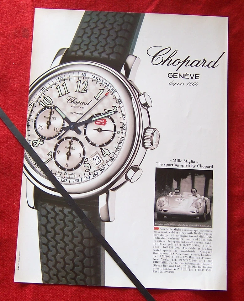 CHOPARD MILLE MIGLIA CHRONOGRAPH  WATCH 1999 ORIGINAL VINTAGE PRESS ADVERT - Image 1 of 1