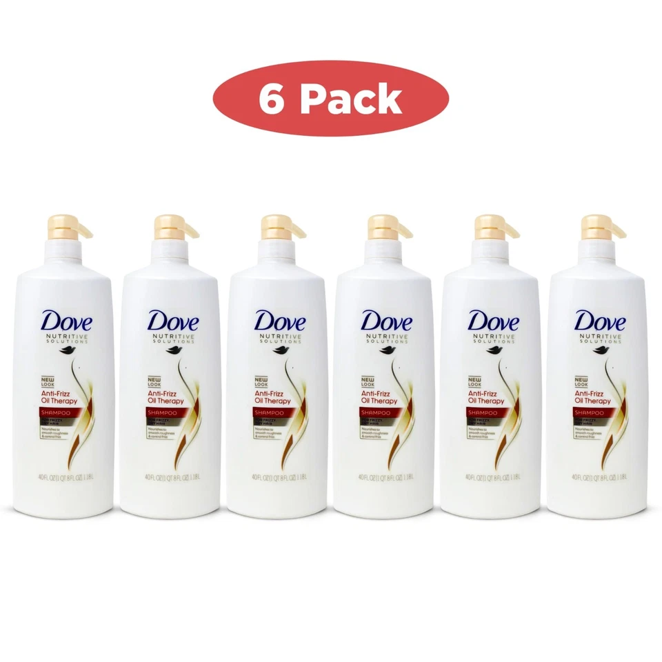 6 Pack Dove Anti Frizz Oil Therapy Shampoo Frizzy Dry Hair Nourishing 40 Fl Oz - Image 1 of 1