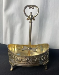Antique Silver Plated  Condiment Caddy Cruet Set Holder Floral Design Rare Vntg - Picture 1 of 11
