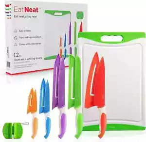 EatNeat 12 Piece Kitchen Knife & Cutting Board Set ~ Brand New - Picture 1 of 3