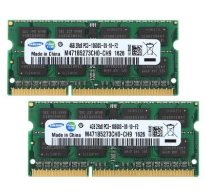 Samsung 8G 2x4GB 2RX8 DDR3 1333MHz PC3-10600S 204PIN SODIMM Laptop RAM Speicher - Bild 1 von 4