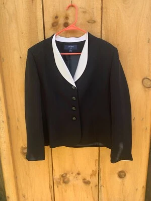 Jones Wear Suit Blazer 4 Button Black or Dark Blue White Lapel Work Business - Image 1 of 4