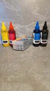 CARTUCHOS RECARGABLES TINTA DE SUBLIMACIÓN PARA #702 XL WORKSHOP 3720 3730 3733 + TINTA - Imagen 1 de 4