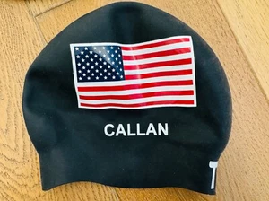TYR Black Adult Size Silicone Swim Cap H107 H-BA TEAM USA CALLAN New Collectible - Picture 1 of 3