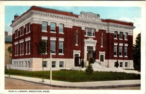 Brockton, MA Massachusetts  PUBLIC LIBRARY Plymouth County 1922 Vintage Postcard - Picture 1 of 2