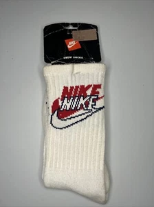 90's Vintage Nike Crew Socks Made In Israel Double Logo Swoosh 9-11 OG White - Picture 1 of 7