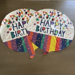 Happy Birthday 17” Circle Mylar Balloons 2 Count Two Sided Party Decorations - Picture 1 of 1