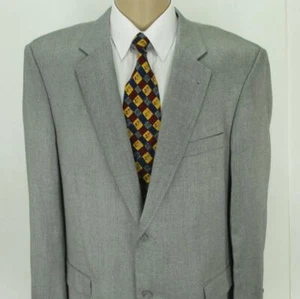 46 R Emanuel Ungaro Gray Poly Rayon Tweed 2B Mens Jacket Sport Coat Blazer Mint - Picture 1 of 8
