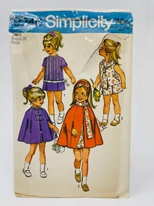 Simplicity 9246 Pattern, 1970 Girls Dresses, Cape, Scarf, Sz 3, Breast 22 UNCUT - Picture 1 of 2