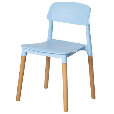 New Modern Plastic Dining Chair Open Back with Beech Wood Legs - Image 1 of 4