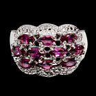 Natural Marquise Rhodolite Garnet Gemstone 925 Sterling Silver Jewelry Ring Sz 8