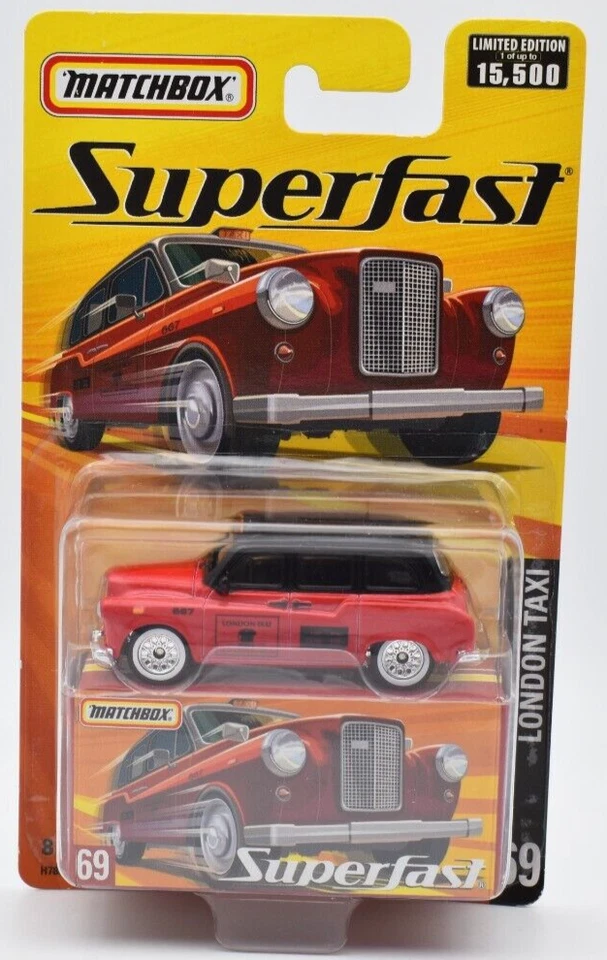 Matchbox New Superfast #69 Austin London Taxi red. blister card. Limited 15500 - Image 1 of 1