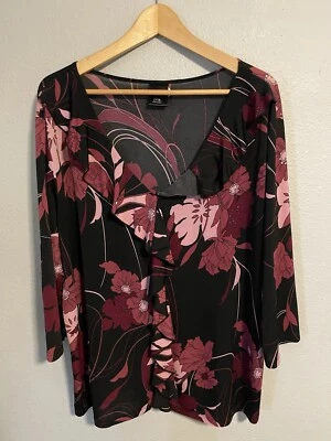 Top vintage para mujer talla 1X negro floral elástico volantes hadas capricho Y2K LEER Foto 1 de 4