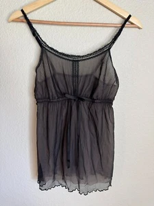 SIMPLY VERA Vera Wang Black Size Large Babydoll Nightie Teddy Bow Sheer - Picture 1 of 13
