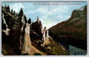 The Hoodoos, Natural Pillars, Banff Canadian Rockies Alberta, Antique Postcard - Bild 1 von 2