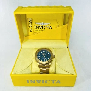 Invicta Men's Pro Diver Gold Analog Display Date Blue Carbon Fiber Watch 15193 - Picture 1 of 8
