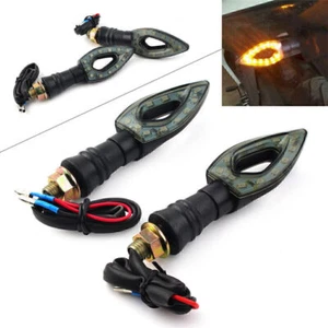 2x Universal Motorcycle LED Turn Signal Light Indicator Amber for Cafe Racer - Picture 1 of 12