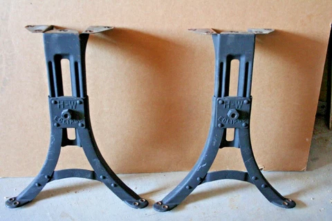 Vtg Haywood & Wakefield    Adjustable Pressed Steel Table Desk Legs Cover