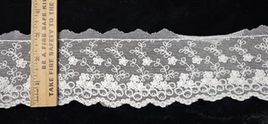 Rete da ricamo inglese vintage/antica, cotone, pizzo foglie, 4 e 1/2 iarde - Foto 1 di 1
