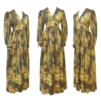 Vtg Vintage 1970s 70s Jonny Herbert Joseph Magnin Metallic Disco Era Maxi Dress - Image 1 of 4