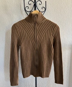 Sisley Herren Pullover italienische Wollmischung Gr.M Full Zip Rippstrick braun - Bild 1 von 8