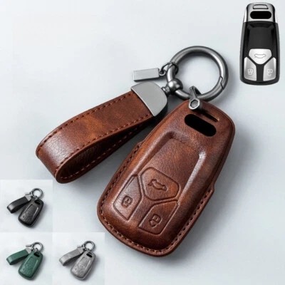 Genuine Leather Car Smart Key Fob Case Cover For Audi S5 SQ5 Q5 Q7 A4 A5 S4 TT Foto 1 de 4