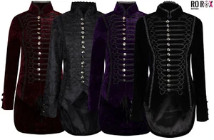 Women's Velvet Gothic Tailcoat - Ladies Vintage Victorian Jacket Emo Corset Coat - Picture 1 of 18