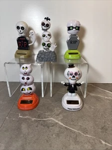 5 Halloween solarbetriebene tanzende Figuren Geist Schädel Skelette Wackelkopf - Bild 1 von 6
