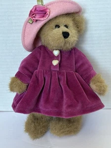 1996 Vintage Bailey Bear Boyds Bear and Friends Collection Pink Hat Velvet Dress - Picture 1 of 10