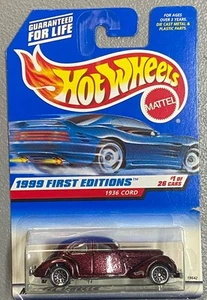 1999 Hot Wheels First Editions 1936 CORD 1/26 #649 Red Metalflake Burgundy LW's - Picture 1 of 8