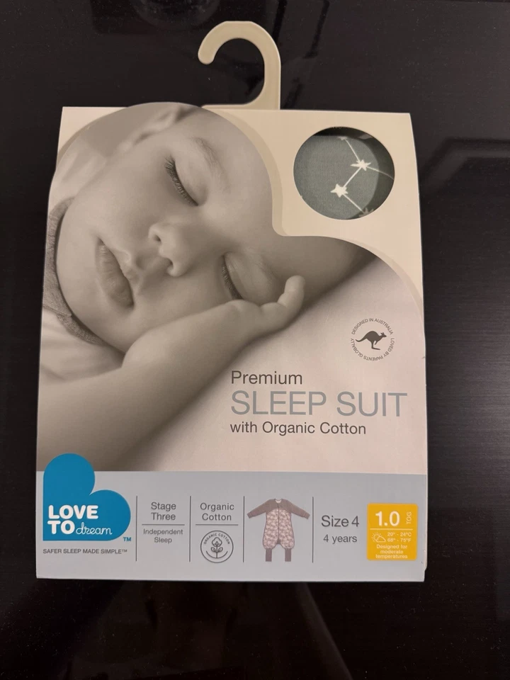 NUEVO CON ETIQUETAS LOVE TO DREAM TALLA 4 (4 años) ALGODÓN ORGÁNICO PREMIUM TRAJE DE DORMIR Foto 1 de 4