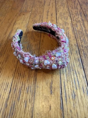 Brianna Cannon Headband Womens One Size Pink Pearl Heart Embellished Crystal - Image 1 of 4