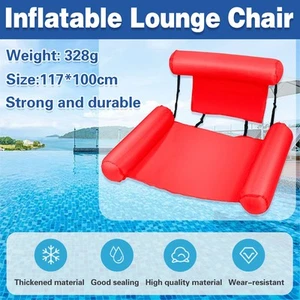 Water Floating Bed Inflatable Lounge Chair Blue Mesh Recliner Pool Float Seat - Picture 1 of 12